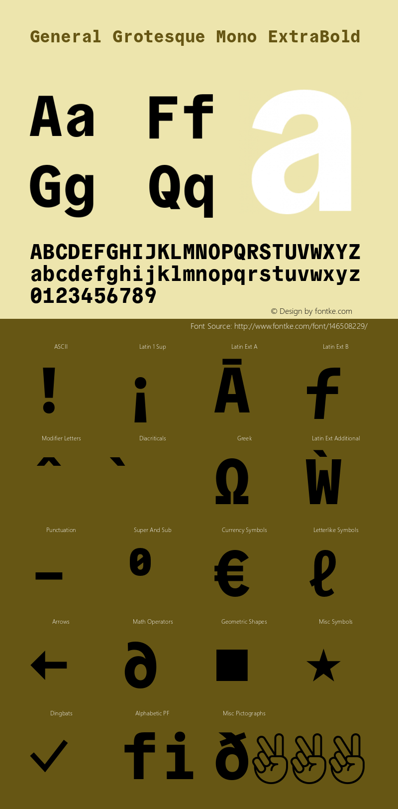 GeneralGrotesqueMono-XBold Version 1.000 | wf-rip DC20190530 Font Sample