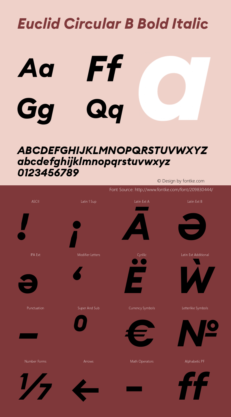 Euclid Circular B Bold Italic Version 3.001图片样张