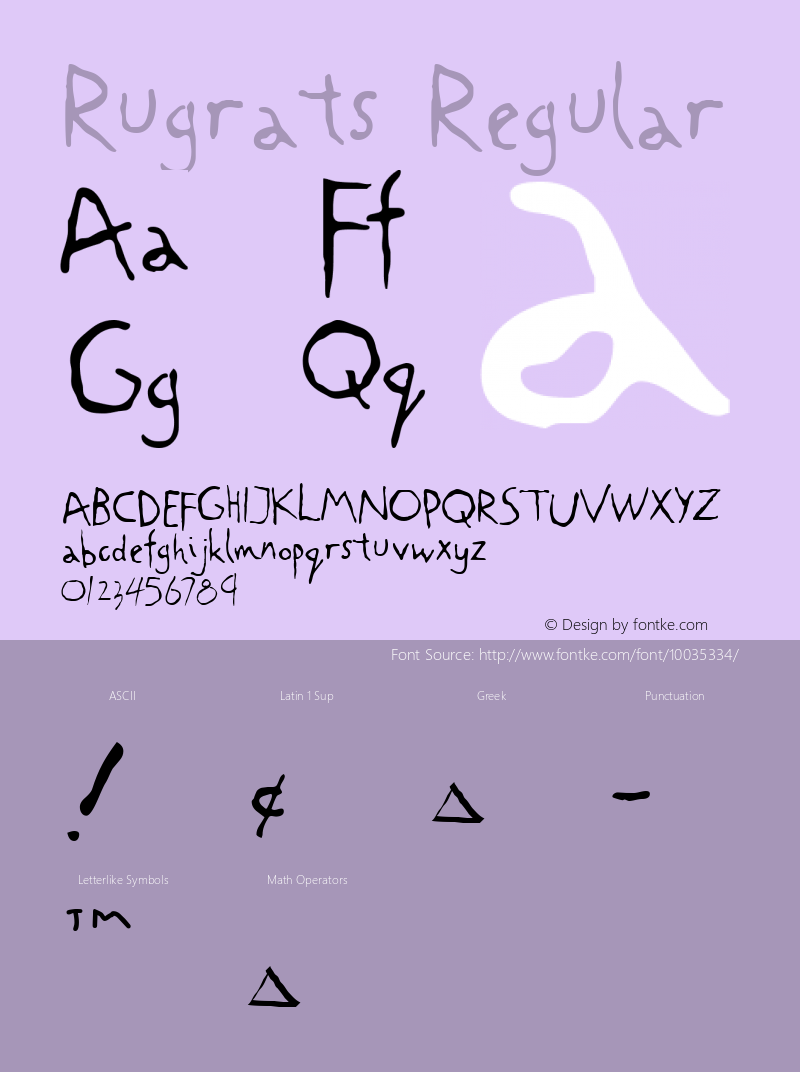 Rugrats Regular Macromedia Fontographer 4.1.2 7/10/98 Font Sample