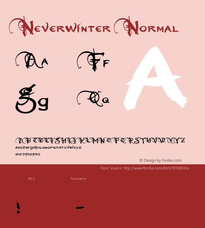 Neverwinter Normal Macromedia Fontographer 4.1 8/15/2001 Font Sample