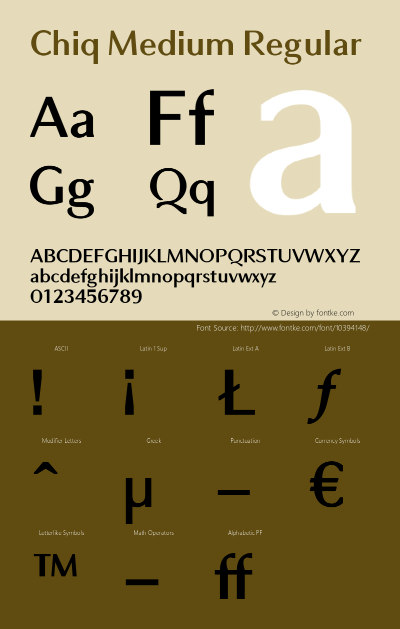 Chiq Medium Regular 1.000 Font Sample