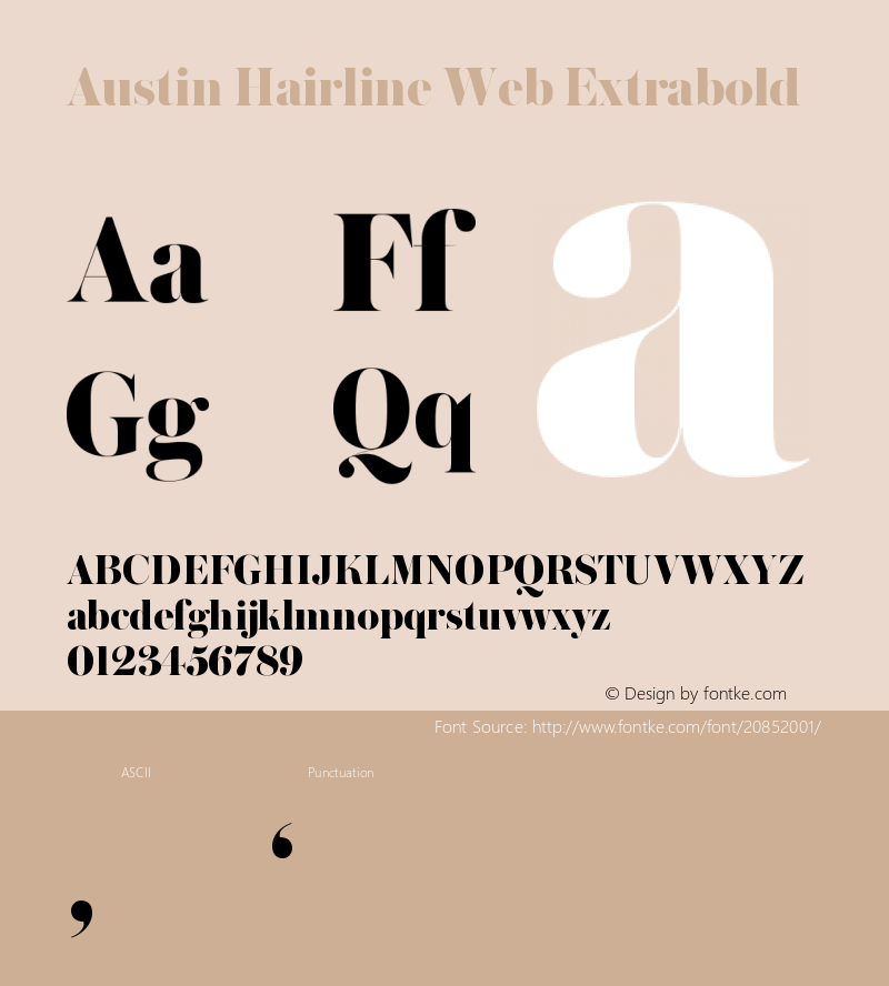 Austin Hairline Web Extrabd Regular Version 1.2 2017 Font Sample