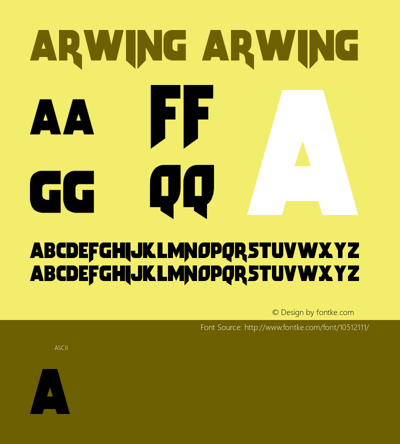 Arwing Arwing Version 1.0 Font Sample