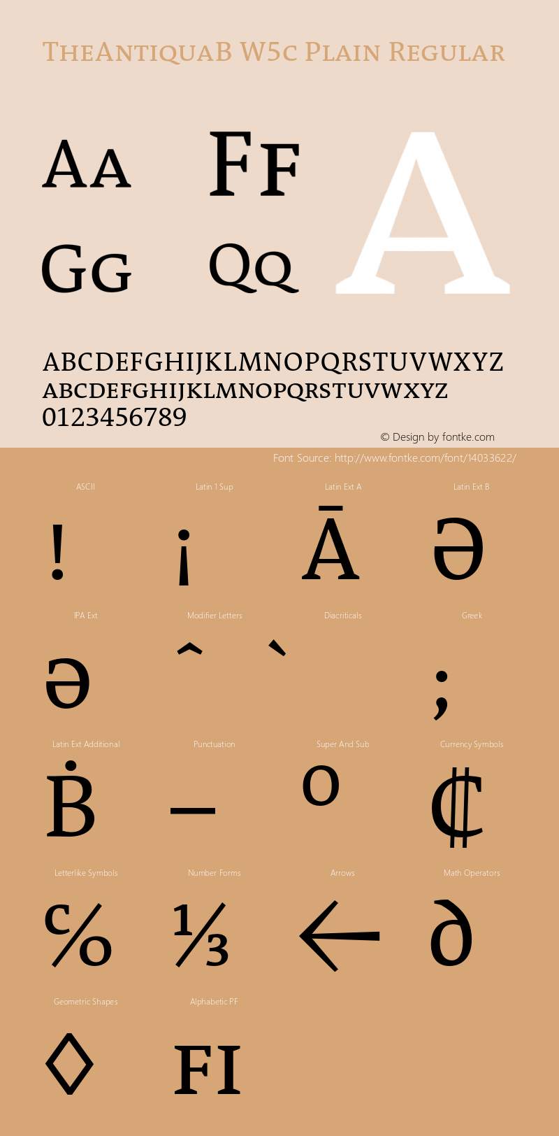 TheAntiquaB W5c Plain Regular Version 1.72 Font Sample