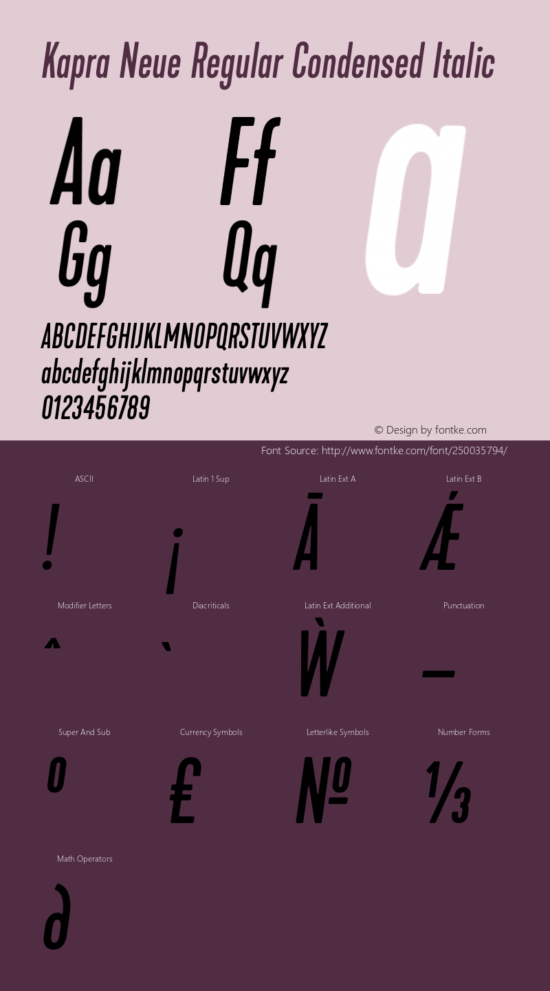 Kapra Neue Regular Condensed Italic Version 1.000;PS 001.000;hotconv 1.0.88;makeotf.lib2.5.64775图片样张