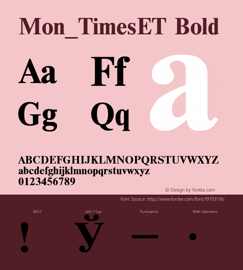 Mon_TimesET Bold Converted from t:\TIMETB.BF1 by ALLTYPE Font Sample
