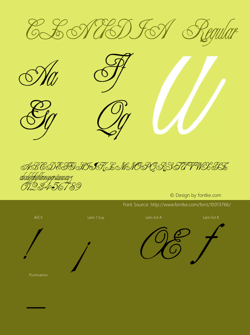 CLAUDIA Regular Altsys Fontographer 3.5  3/17/97 Font Sample