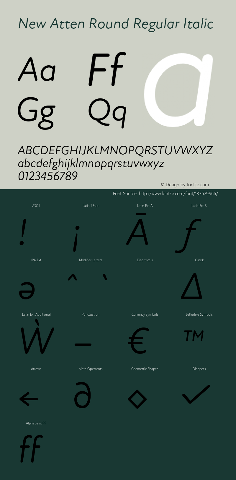 New Atten Round Regular Italic Version 1.101;hotconv 1.0.109;makeotfexe 2.5.65596图片样张