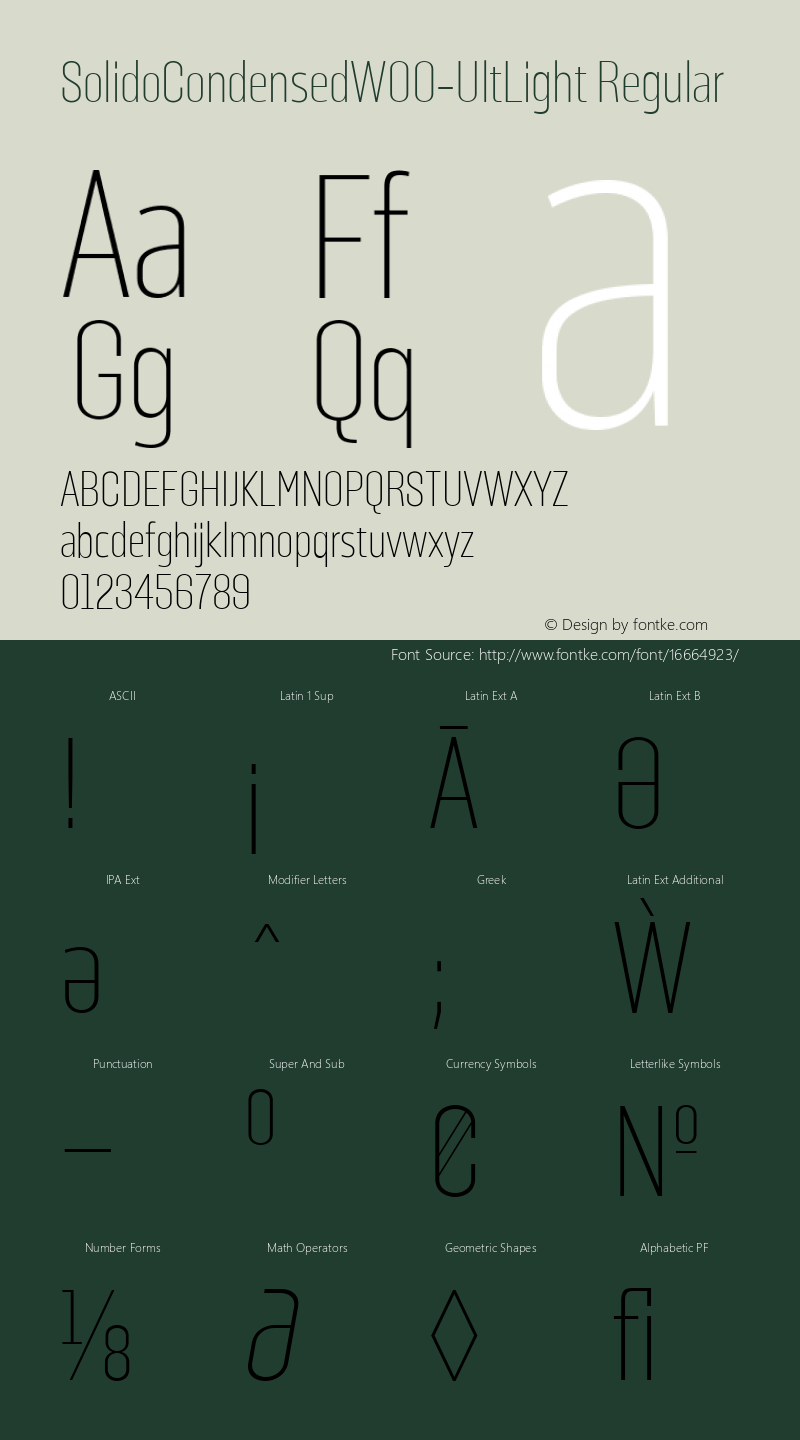 SolidoCondensedW00-UltLight Regular Version 1.10 Font Sample