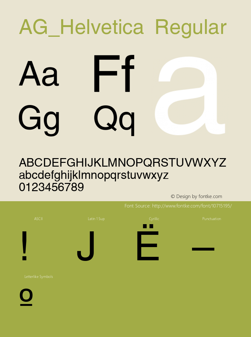 AG_Helvetica Regular 001.000 Font Sample