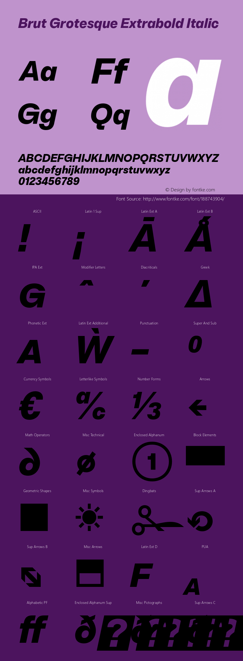 Brut Grotesque Extrabold Italic Version 6.001;PS 6.1;hotconv 1.0.88;makeotf.lib2.5.647800图片样张