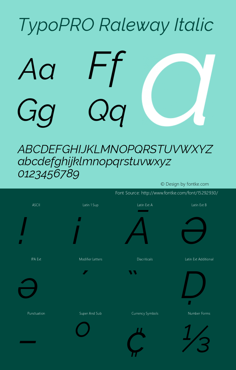 TypoPRO Raleway Italic Version 3.000; ttfautohint (v0.96) -l 8 -r 28 -G 28 -x 14 -w 