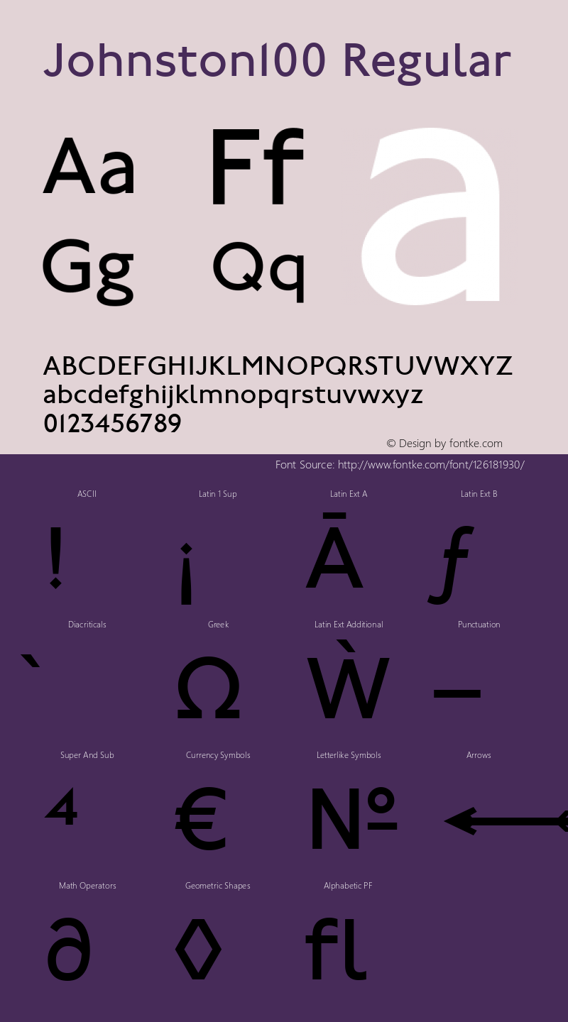 Johnston100 Version 1.00 Font Sample