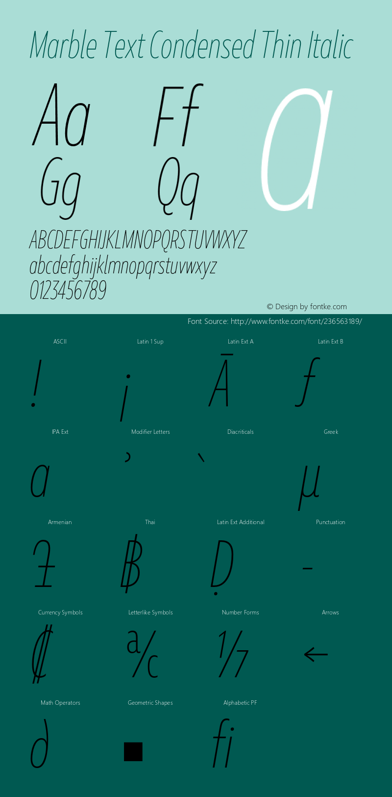 Marble Text Condensed Thin Italic Version 1.001图片样张