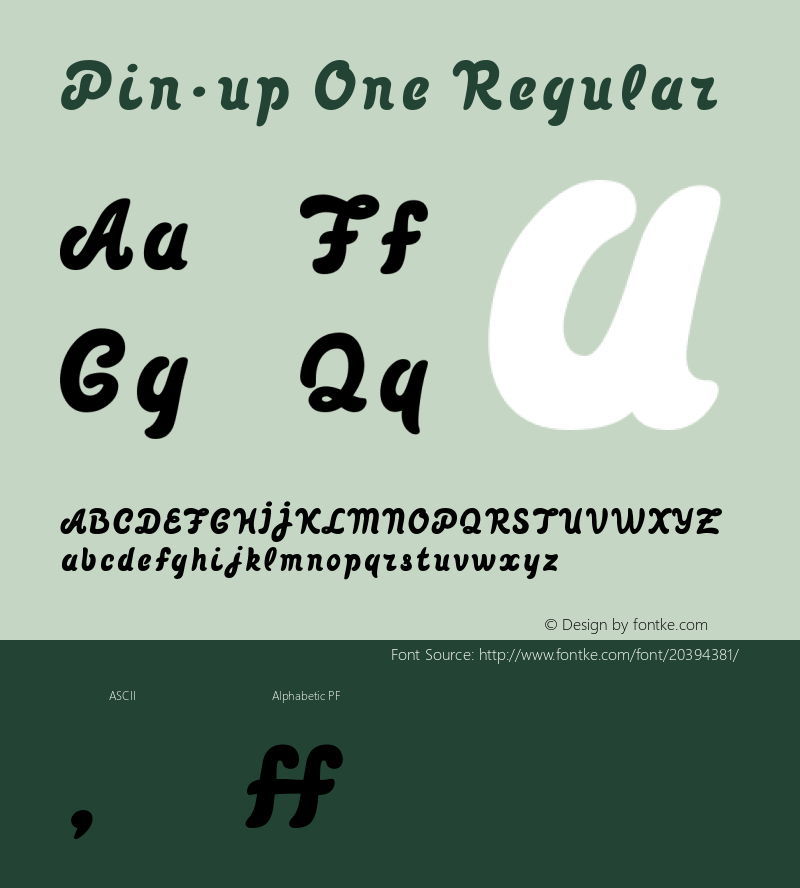 Pin-up One Version 1.00 January 25, 2015, initial release Font Sample