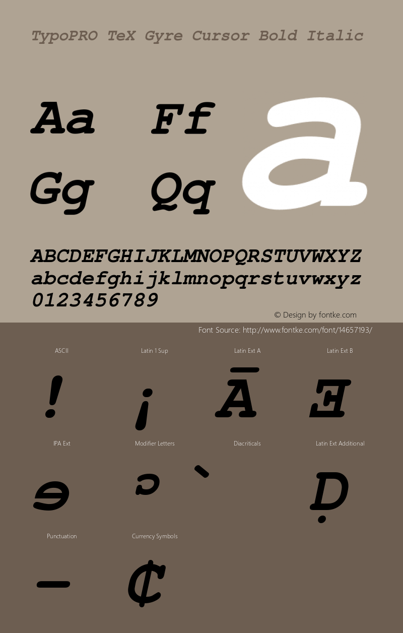 TypoPRO TeX Gyre Cursor Bold Italic Version 2.004;PS 2.004;hotconv 1.0.49;makeotf.lib2.0.14853 Font Sample