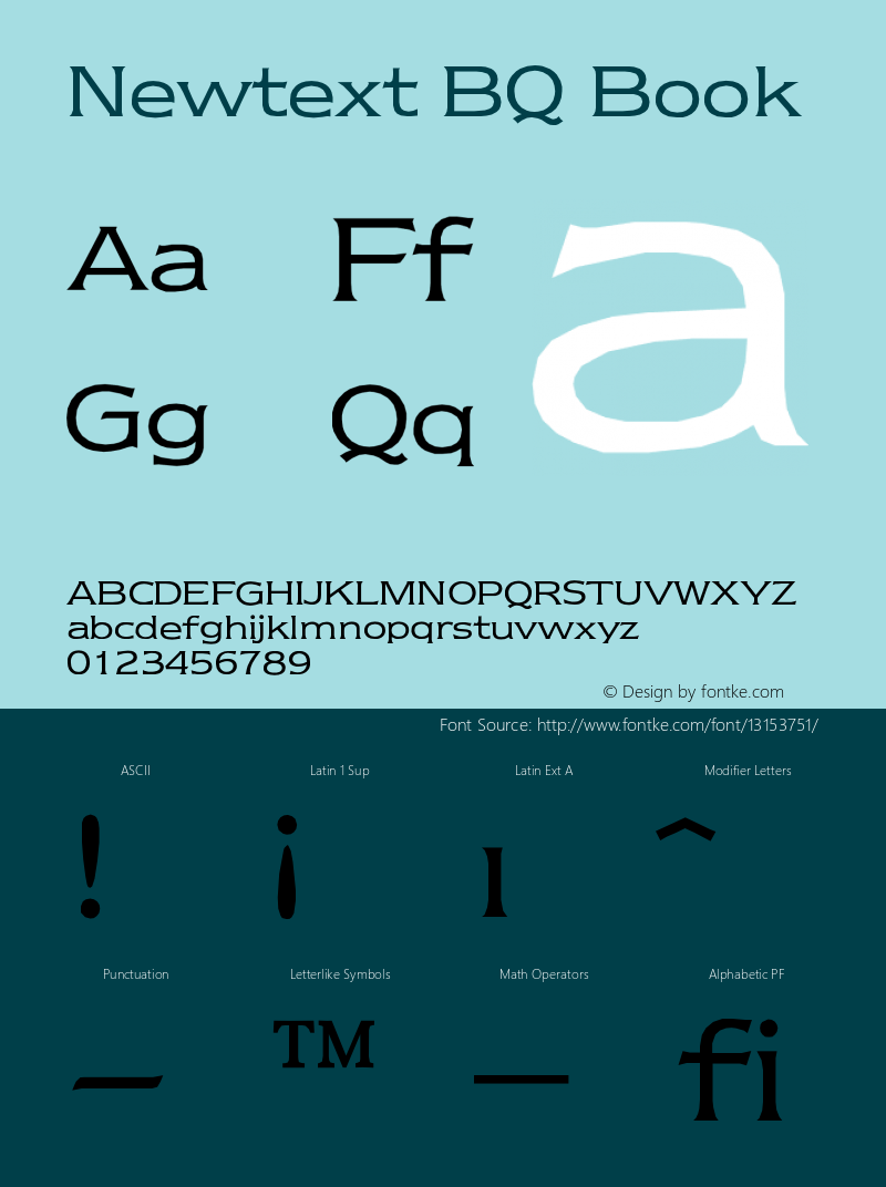 Newtext BQ Book Version 001.000 Font Sample