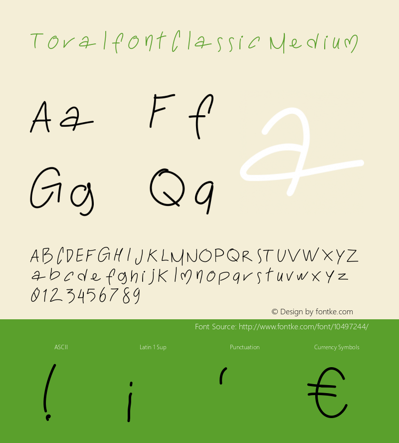 ToralfontClassic Medium Version 001.000 Font Sample