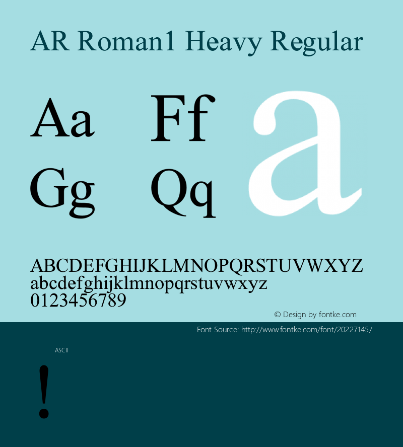 AR Roman1 Heavy Version 2.001;PS 002.000;hotconv 1.0.38 Font Sample