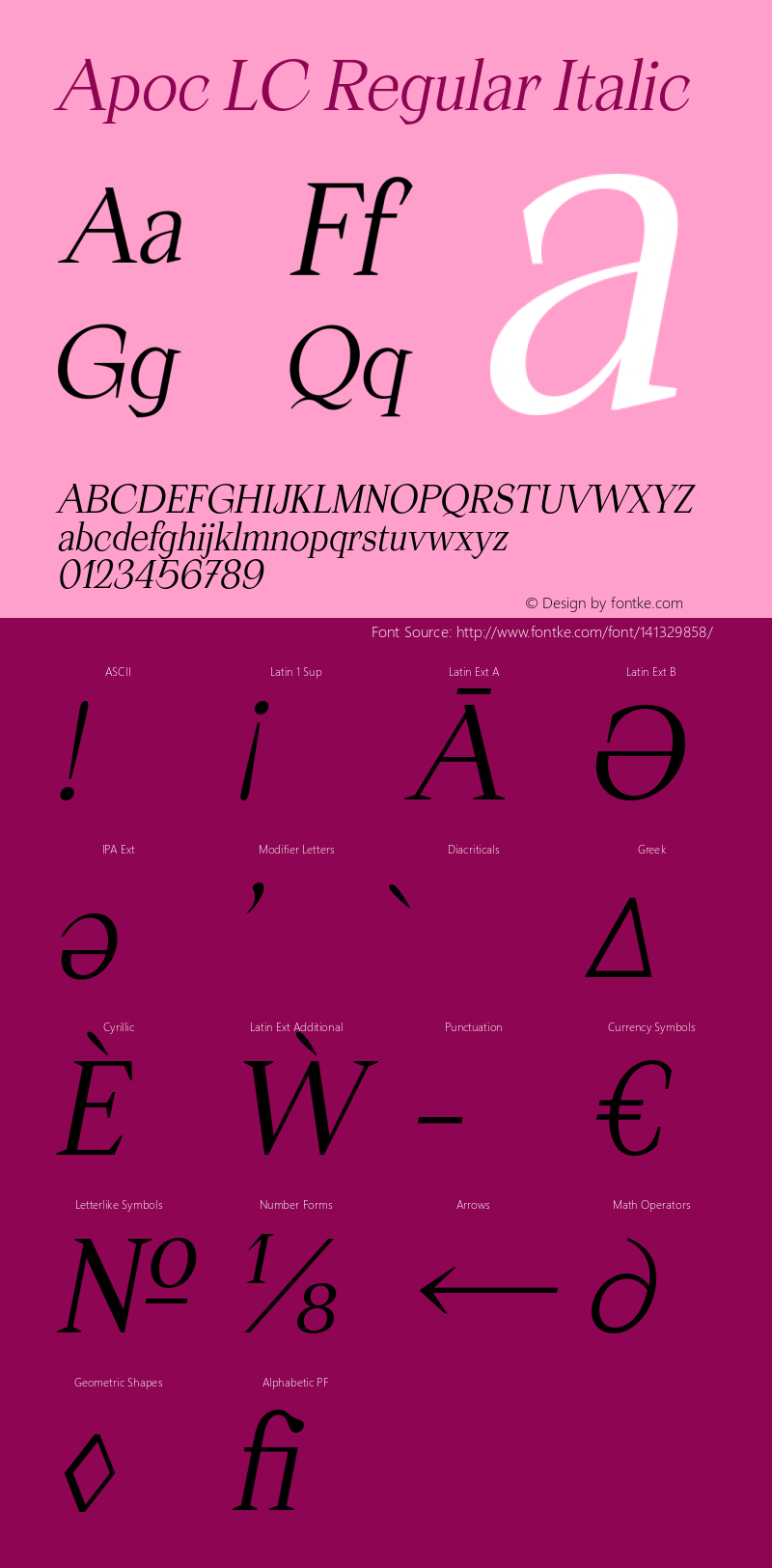 ApocLC-RegularItalic Version 1.000 | wf-rip DC20200805 Font Sample