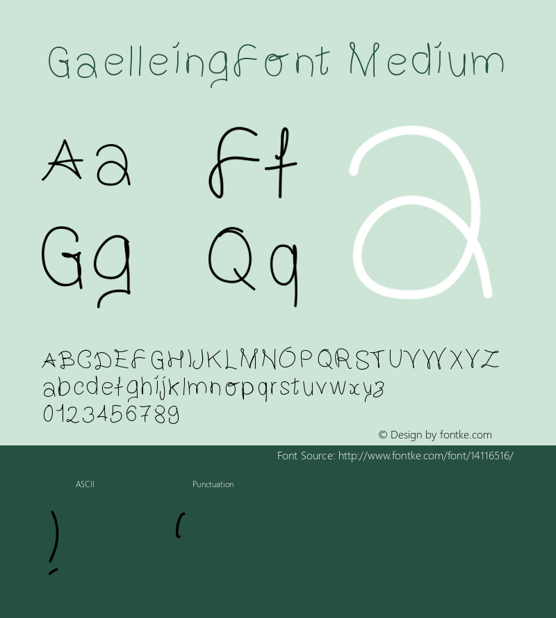 GaelleingFont Medium Version 001.000 Font Sample