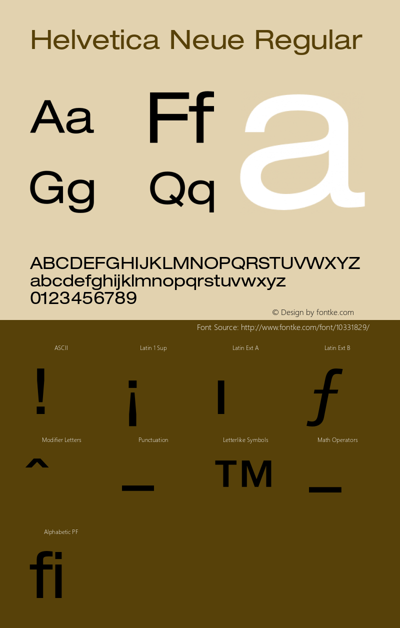 Helvetica Neue Regular 001.000 Font Sample