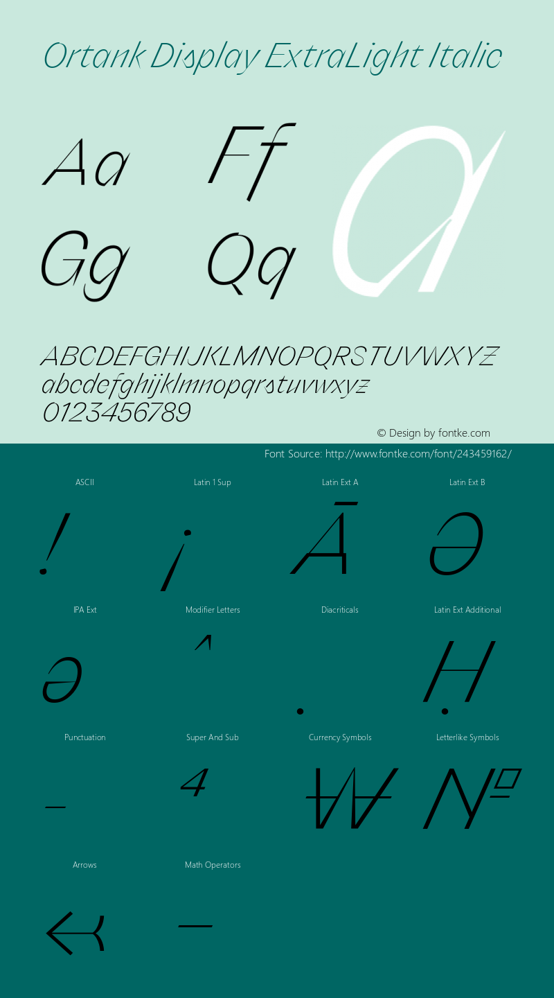 Ortank Display ExtraLight Italic Version 1.000 | web-ttf图片样张