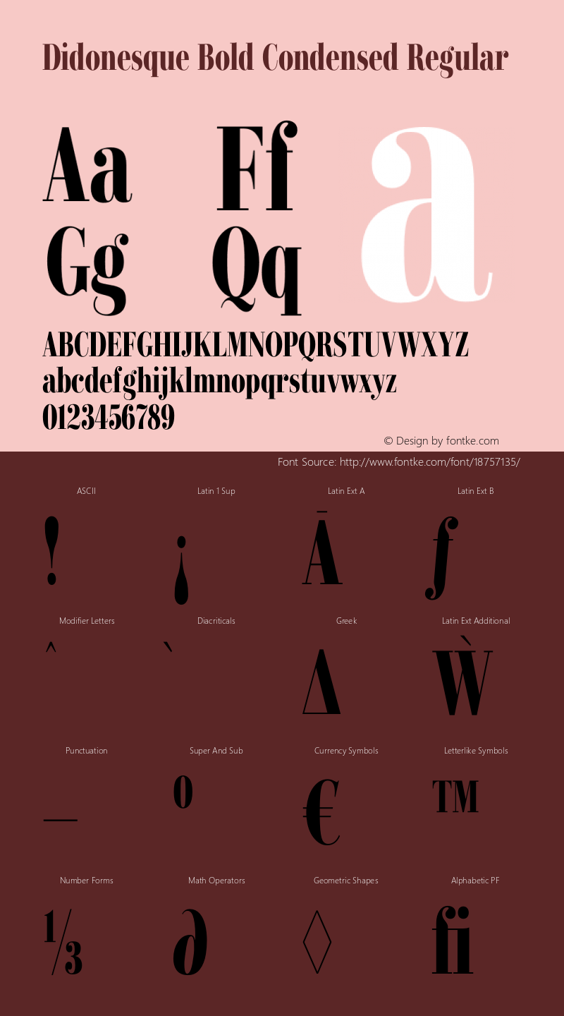 Didonesque Bold Condensed Regular Version 1.000;PS 001.000;hotconv 1.0.88;makeotf.lib2.5.64775 Font Sample