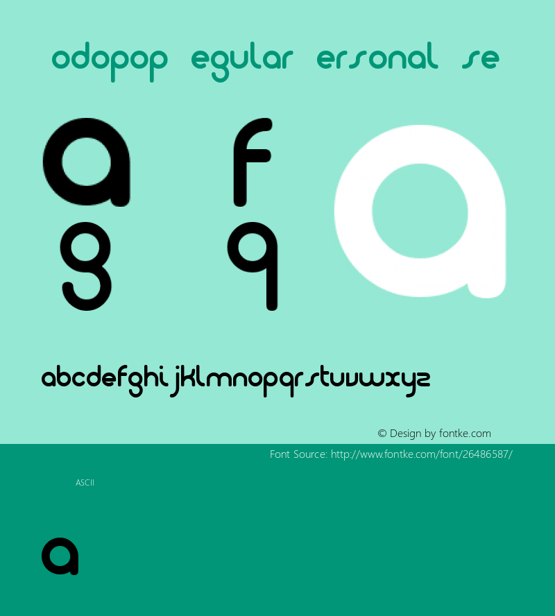 Dodopop-RegularPersonalUse Version 1.000 Font Sample