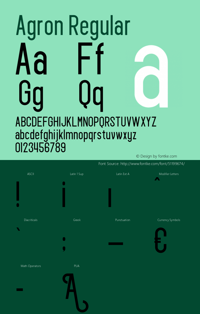 Agron Version 1.00;January 14, 2020;FontCreator 12.0.0.2546 64-bit Font Sample