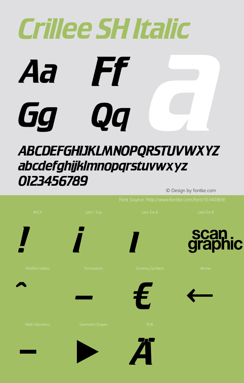 Crillee SH Italic Version 3.01 2014 Font Sample