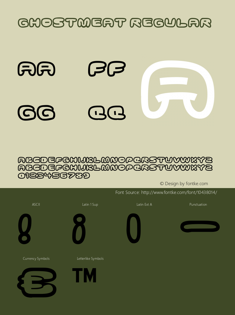 Ghostmeat Regular Version 4.000 Font Sample