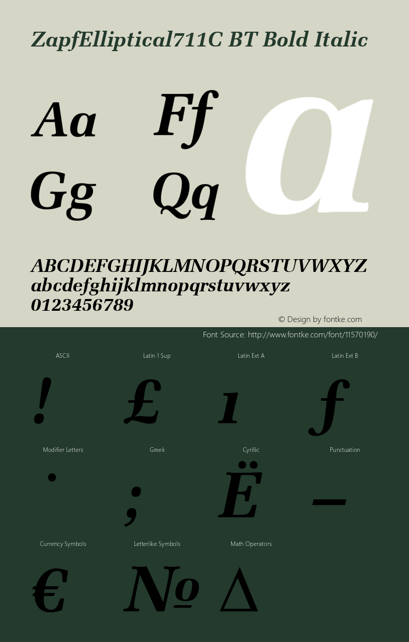 ZapfElliptical711C BT Bold Italic Version 001.000 Font Sample