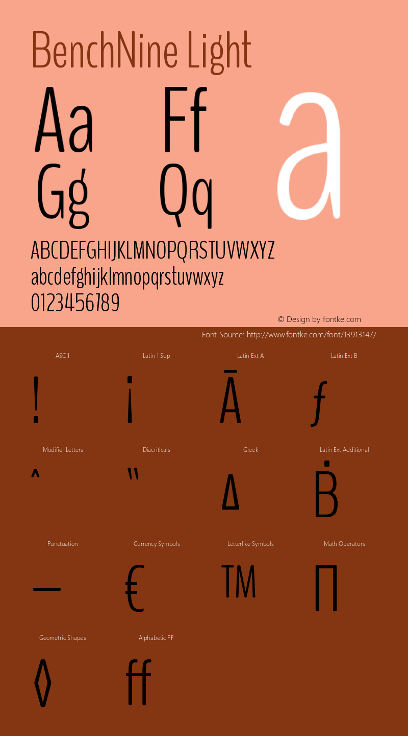 BenchNine Light Version 0.1 Font Sample