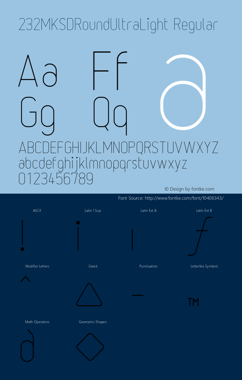 232MKSDRoundUltraLight Regular Macromedia Fontographer 4.1J 11.6.13 Font Sample