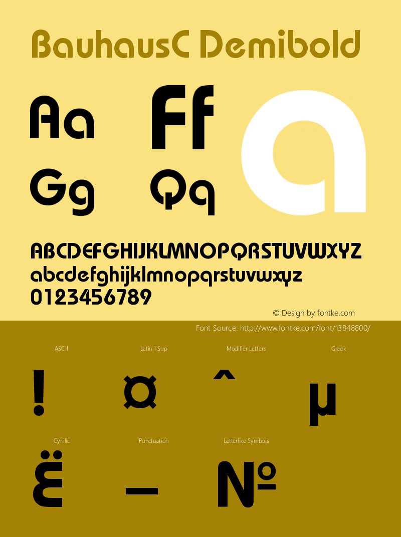 BauhausC Demibold Version 001.000 Font Sample