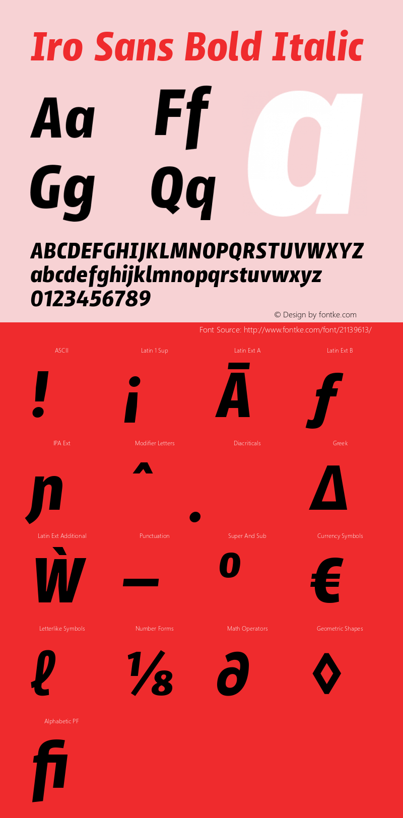 Iro Sans Bold Slanted Version 1.001 Font Sample