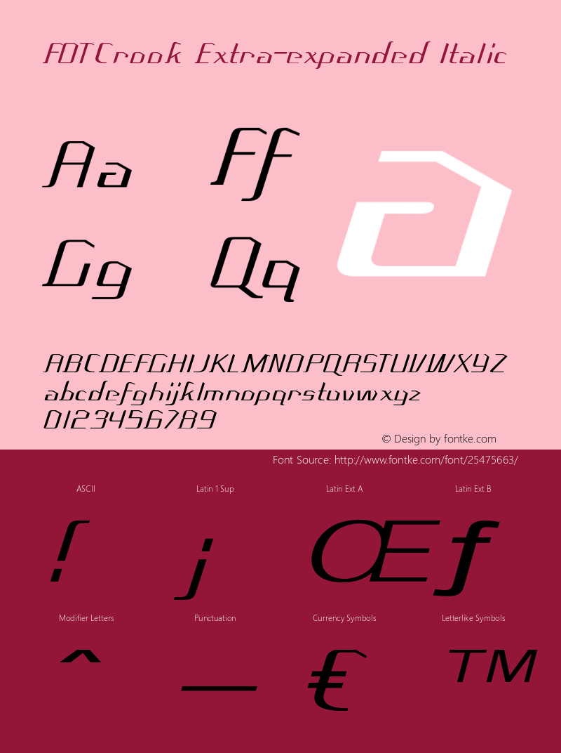 FOTCrook-ExtraexpandedItalic Version 1.000 Font Sample