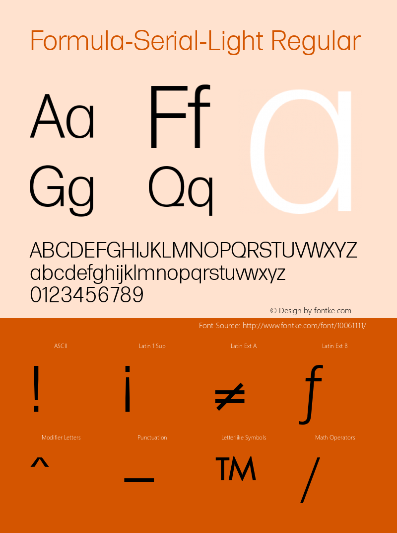 Formula-Serial-Light Regular 1.0 Fri Oct 18 20:34:16 1996 Font Sample