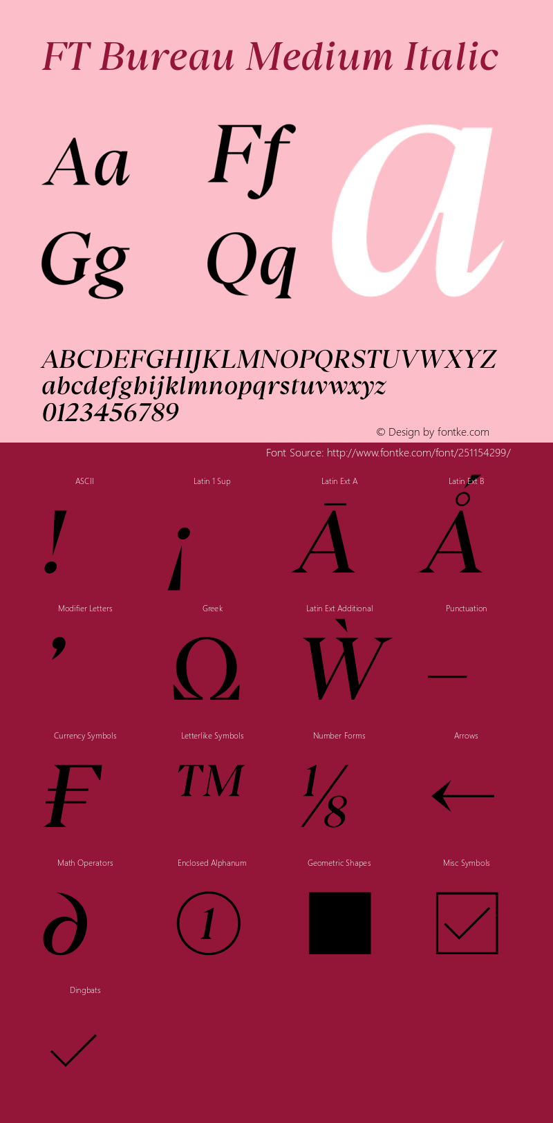 FT Bureau Medium Italic Version 1.001;FEAKit 1.0图片样张