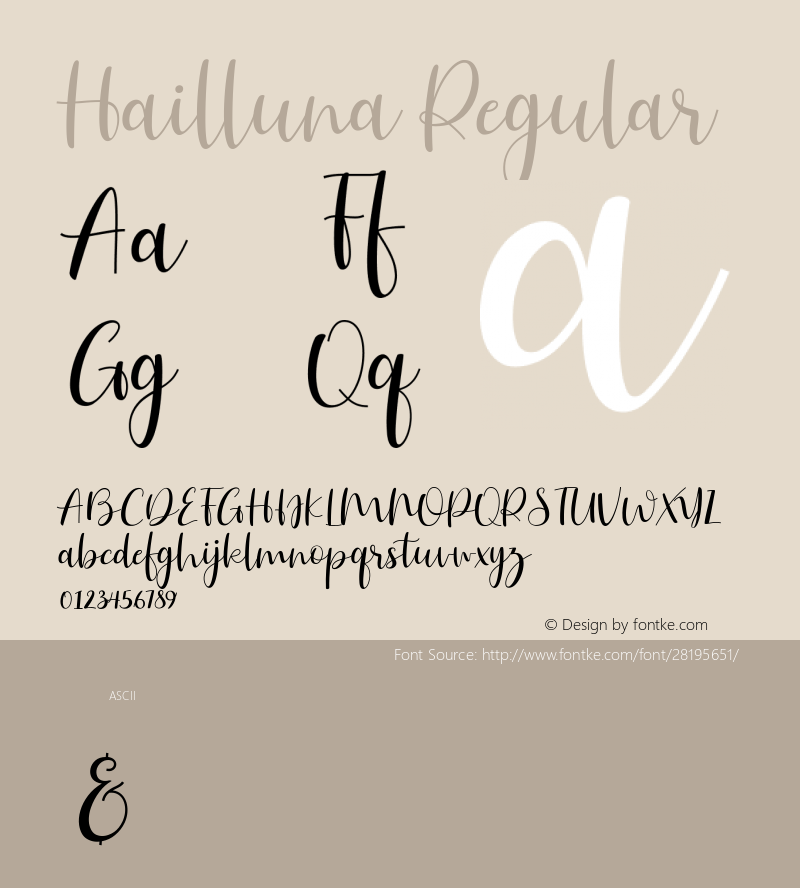 Hailluna Version 1.00;December 23, 2018;FontCreator 11.5.0.2422 64-bit Font Sample