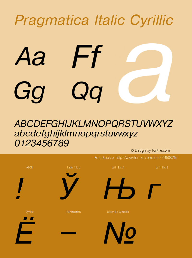 Pragmatica Italic Cyrillic 001.000 Font Sample