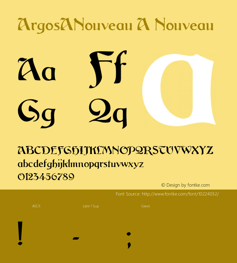 ArgosANouveau A Nouveau 001.001 Font Sample