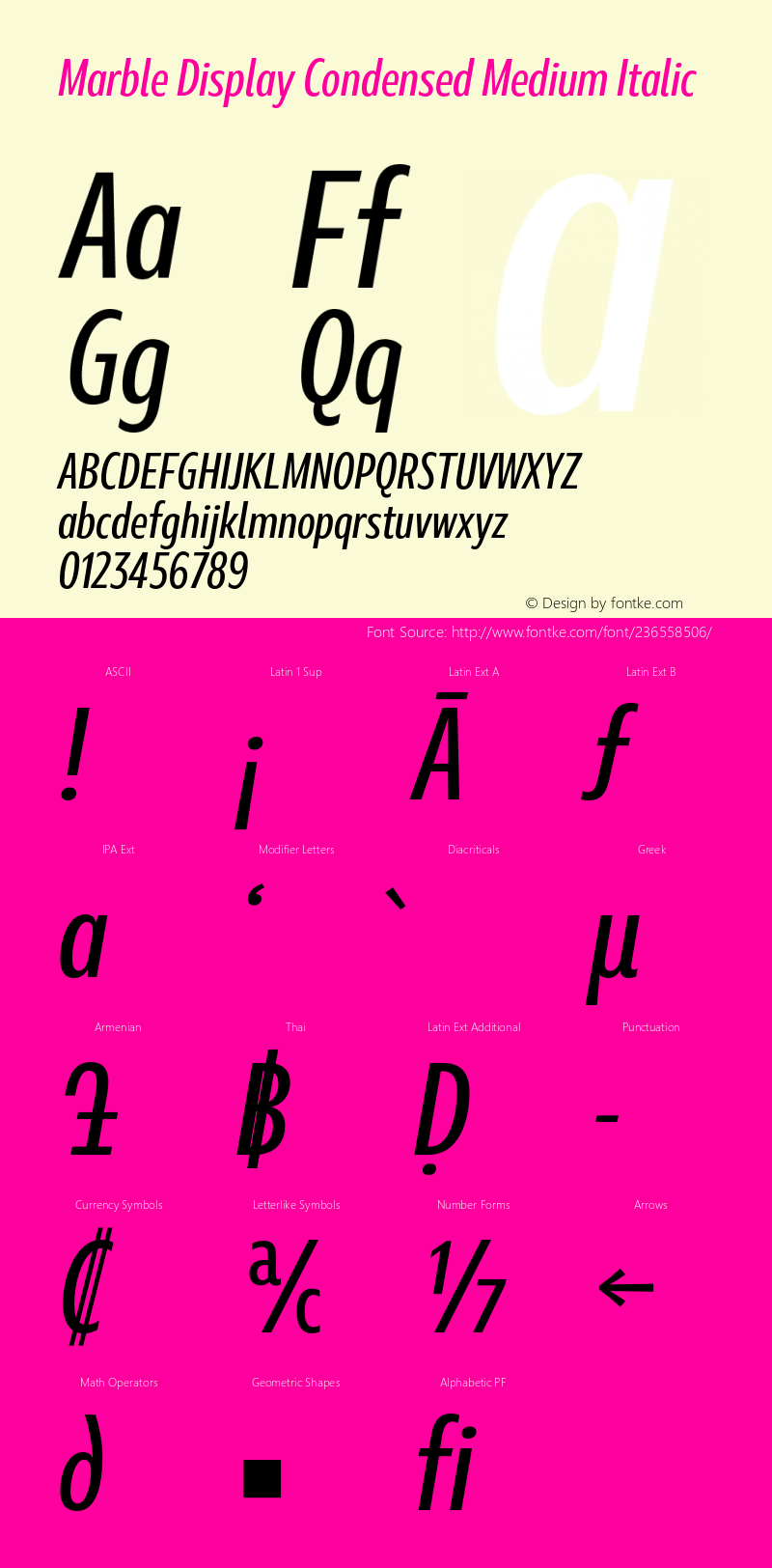 Marble Display Condensed Medium Italic Version 1.001图片样张