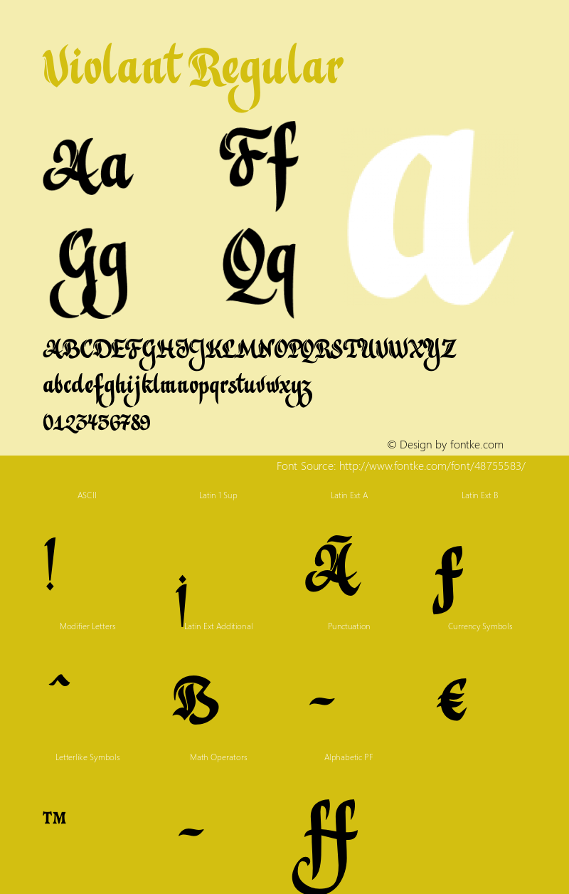 Violant-Regular Version 1.00 Font Sample