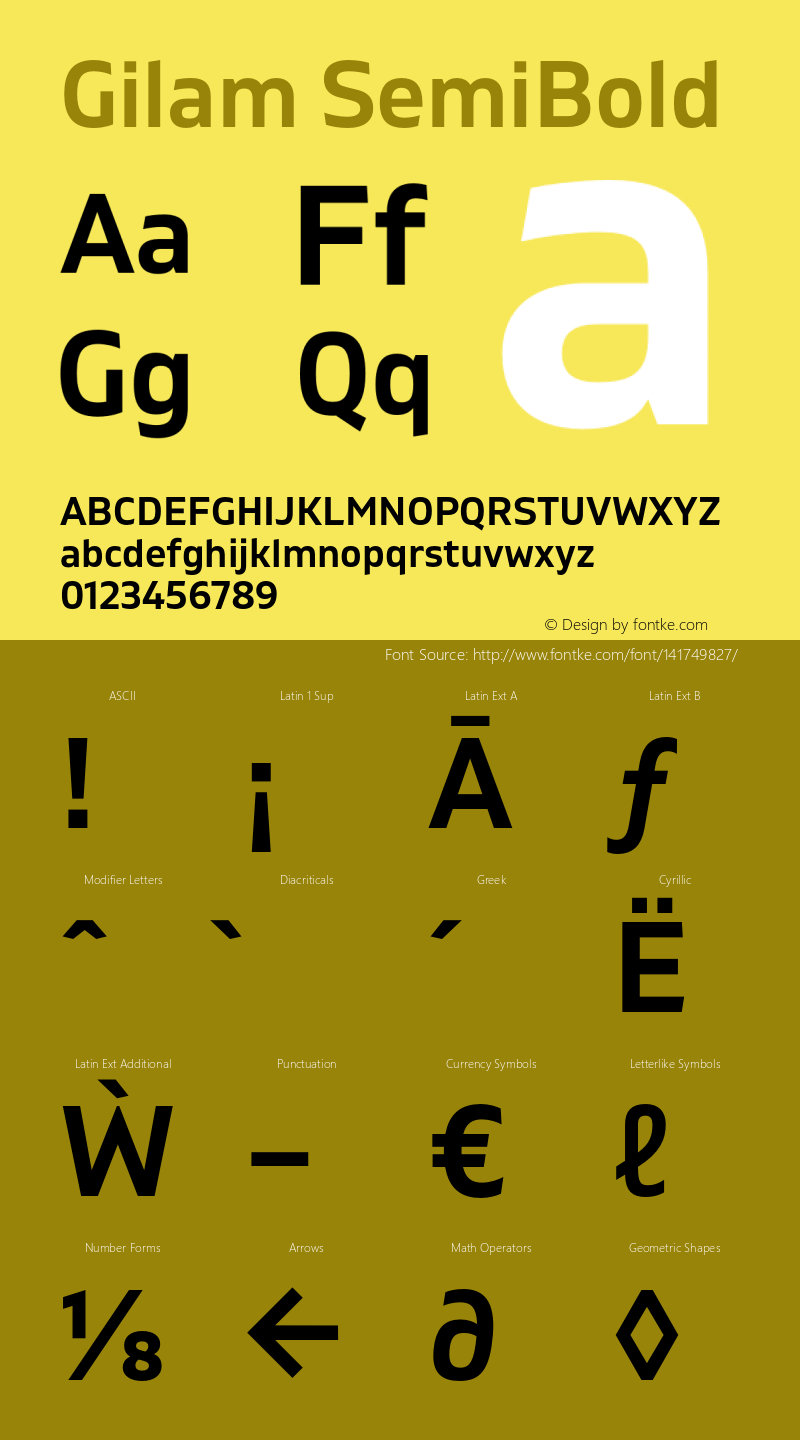 Gilam SemiBold Version 1.001;PS 001.001;hotconv 1.0.88;makeotf.lib2.5.64775 Font Sample