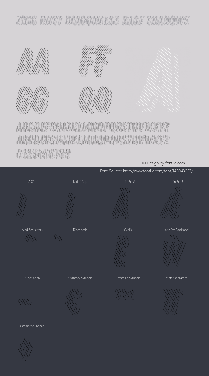 Zing Rust Diagonals3 Base Shadow5 Version 1.000 Font Sample