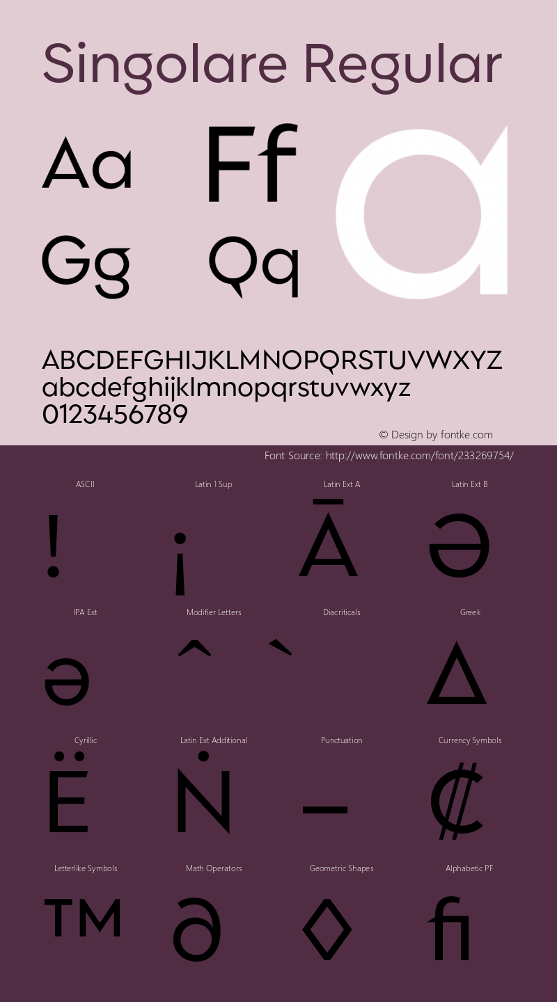 Singolare Regular Version 1.000;hotconv 1.0.109;makeotfexe 2.5.65596图片样张