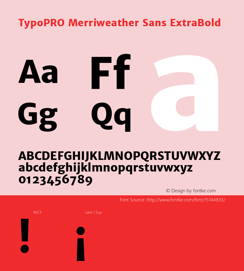 TypoPRO Merriweather Sans ExtraBold Version 1.003; ttfautohint (v0.93.8-669f) -l 7 -r 28 -G 0 -x 13 -w 