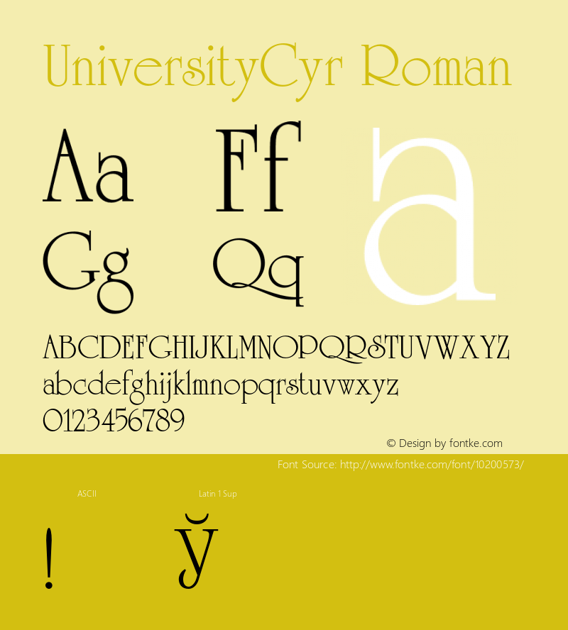 UniversityCyr Roman 001.000 Font Sample